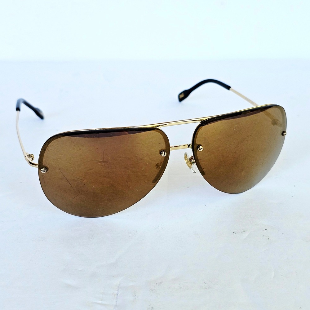 D&G Dolce & Gabbana Aviator Sunglasses 6066 Gold Brown Tinted Y2K Designer